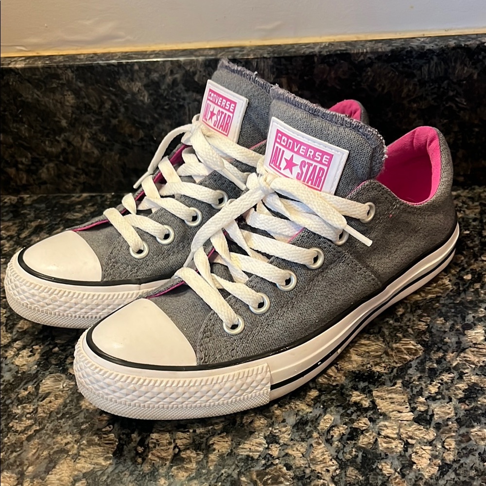 Converse Gray and Pink Low-Top Sneakers